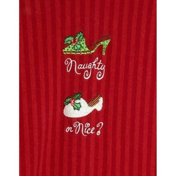 The Museum Company Womens S L Red Striped Nightgown Christmas Naughty Or Nice - Picture 3 of 5